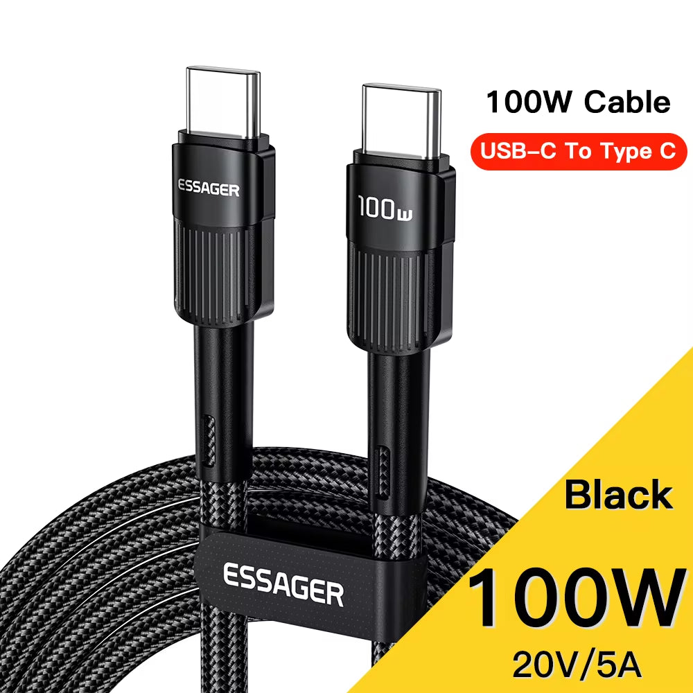 100W USB Type C to USB C Cable USB-C PD Fast Charging Charger Wire Cord for Macbook Samsung Xiaomi Type-C USBC Cable 3M