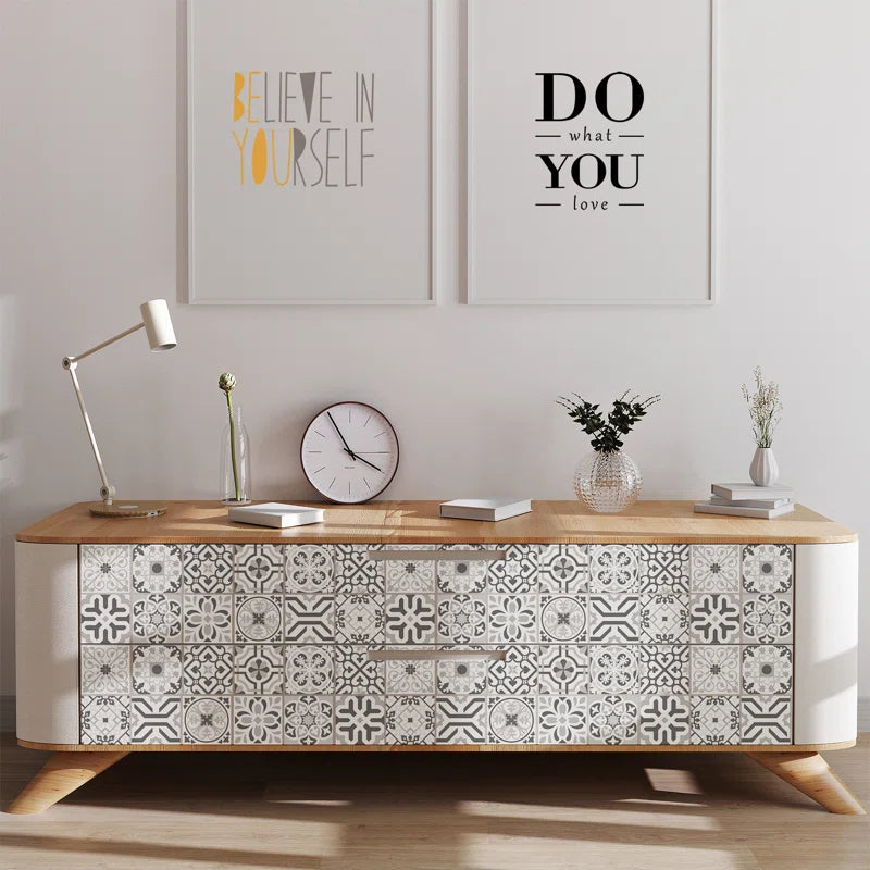 Gaspar Novi Light Grey Cement Azulejo Wall Tile Sticker Set - 15 X 15 Cm (6 X 6 In) - 24 Pcs