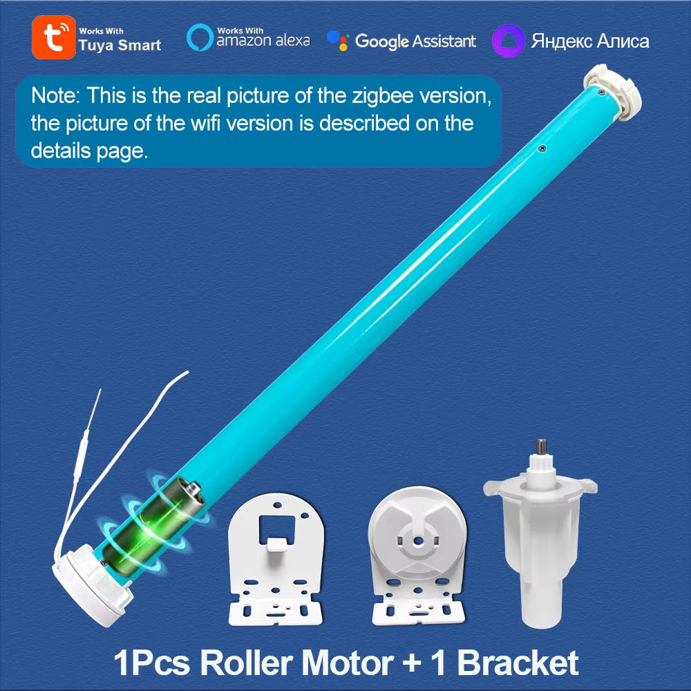 Tuya Zigbee Battery Window Smart Curtains Blinds Roller Motor for 37 38Mm Tube Work Alice Alexa Smart Speaker Home