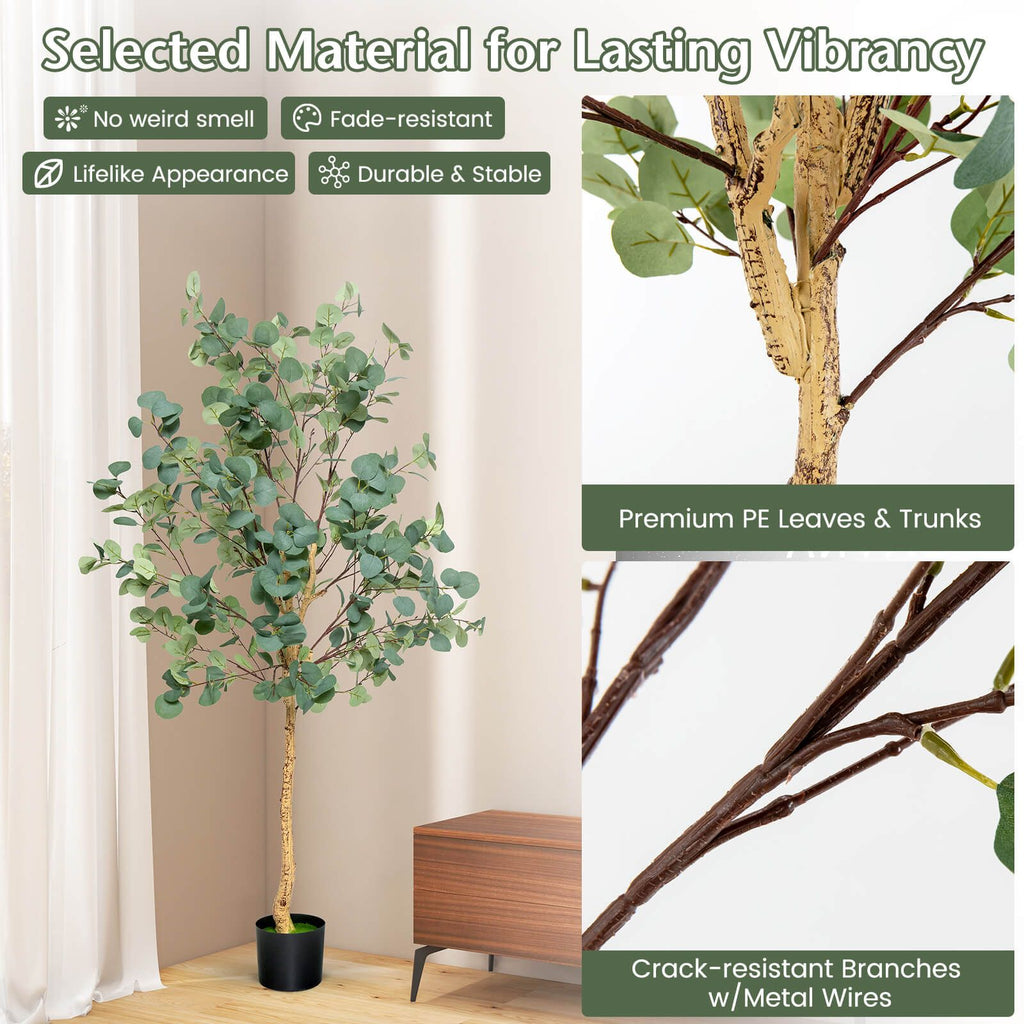 1.4/1.65 M Artificial Eucalyptus Tree with Silver Dollar Leaves