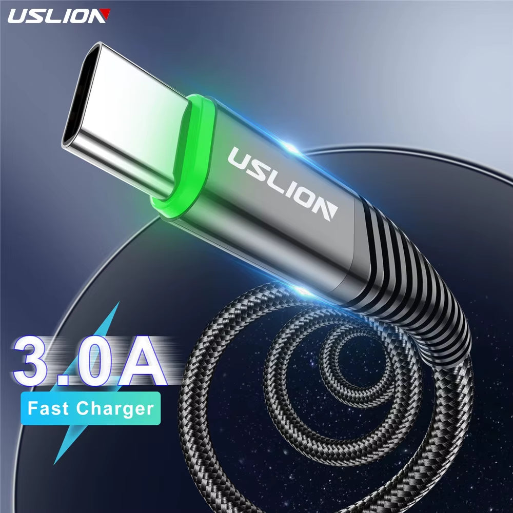 LED 3A USB Type C Cable Micro USB Fast Charging Wire for Samsung Xiaomi Huawei Mobile Phone Charge USB C Data Charge Cord