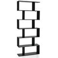 6-Tier S-Shaped Wooden Industrial Bookshelf