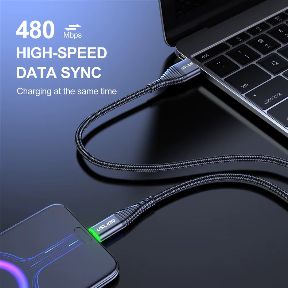 LED 3A USB Type C Cable Micro USB Fast Charging Wire for Samsung Xiaomi Huawei Mobile Phone Charge USB C Data Charge Cord