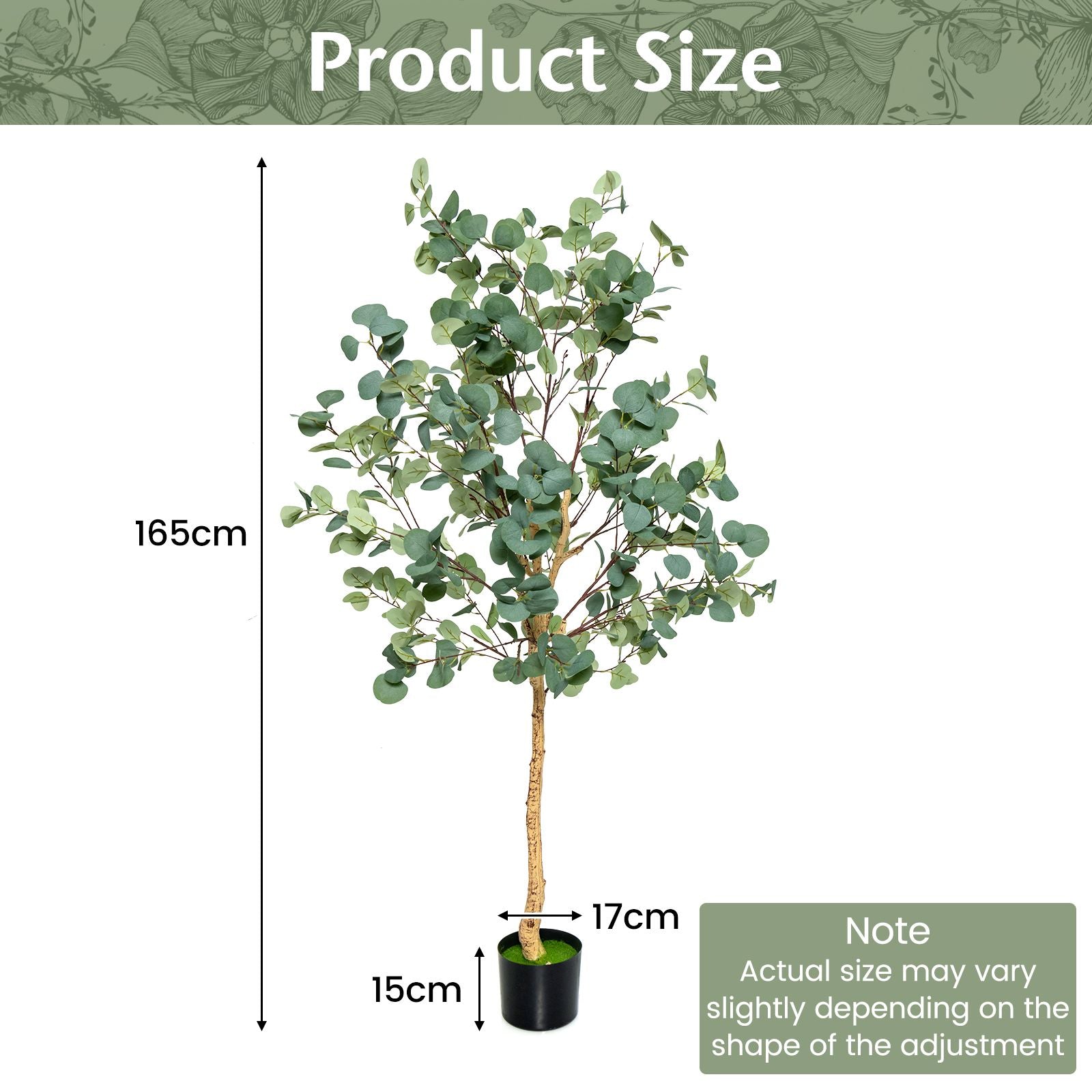 1.4/1.65 M Artificial Eucalyptus Tree with Silver Dollar Leaves