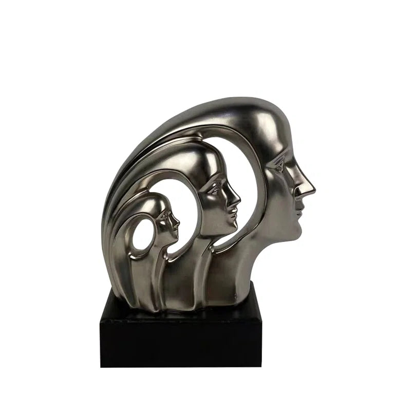 Abdullateef Figurine Modern Accents Home Decor, Human 3 Face Thinker Sculpture Statue for Living Room