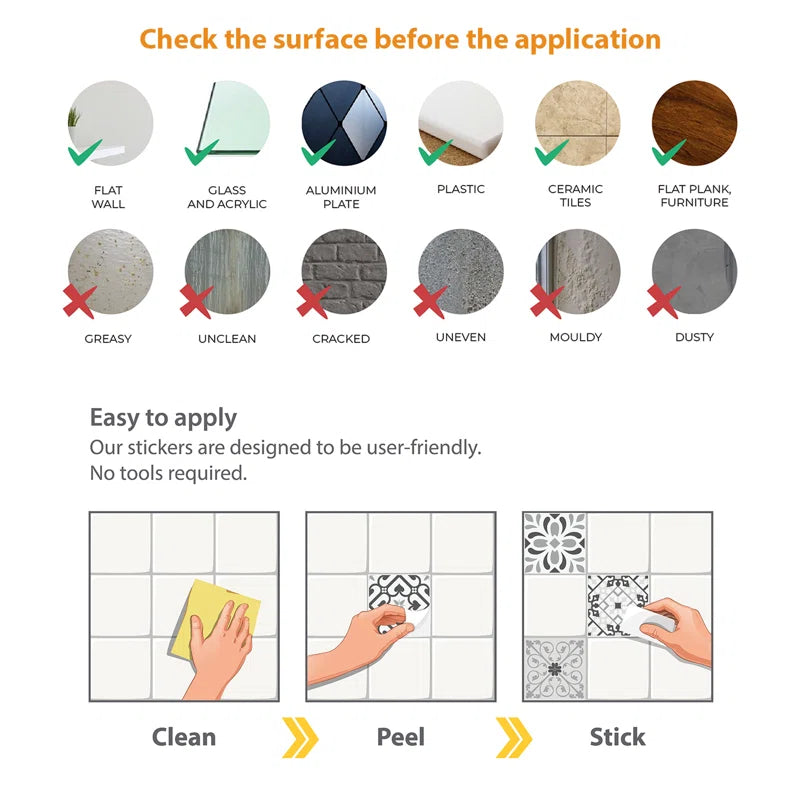 Gaspar Novi Light Grey Cement Azulejo Wall Tile Sticker Set - 15 X 15 Cm (6 X 6 In) - 24 Pcs