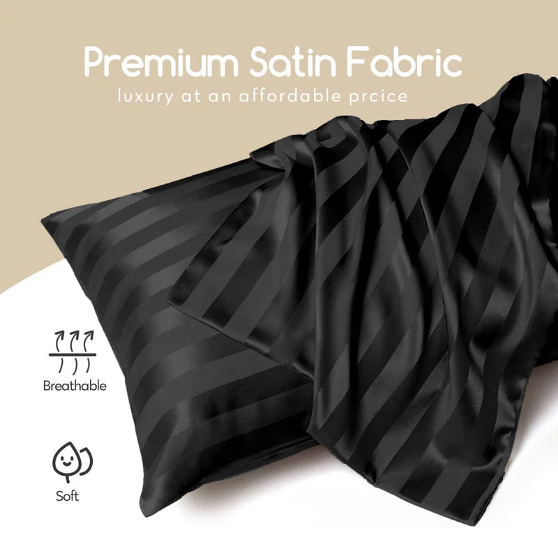 Klarita 250 TC Microfibre Reversible Striped Duvet Cover Set with Pillowcases